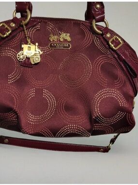 Coach Burgundy Shoulder Satchel with Gold Hardware